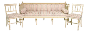 Mid 20th Century Swedish Gustavian Style Sofa & Two Side Chairs