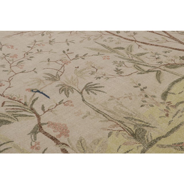 Rug & Kilim’s Distressed Contemporary Pictorial Rug in Beige-Brown and Green For Sale In New York - Image 6 of 7