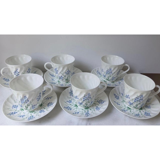 1990s Lomonosov Bone China Porcelain LFZ Coffee Tea Cup Saucer Set of 6 For Sale - Image 4 of 13