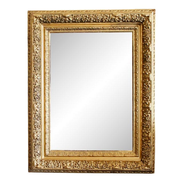 Antique English Gilt Wood Rectangular Mirror For Sale