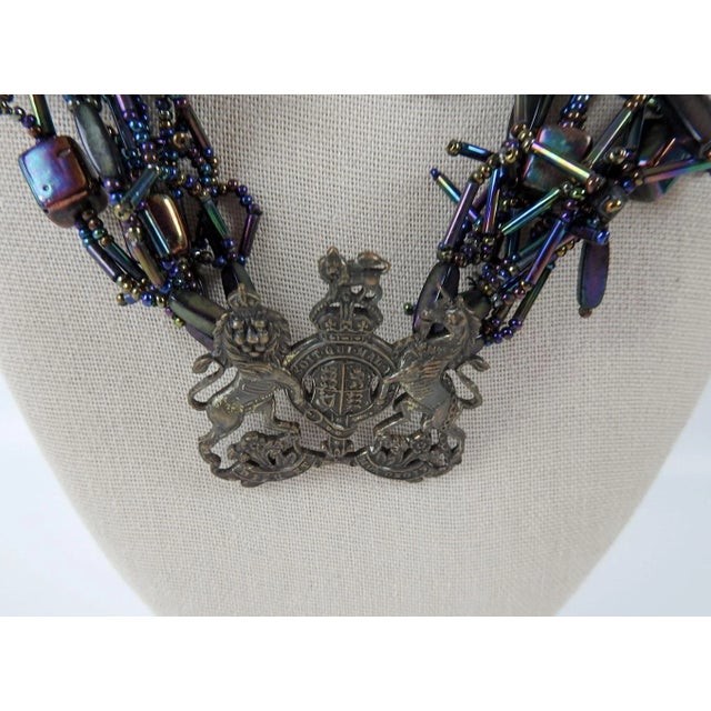 Vintage 1990s Artist Made Purple Iridescent Beaded Necklace For Sale In Seattle - Image 6 of 7