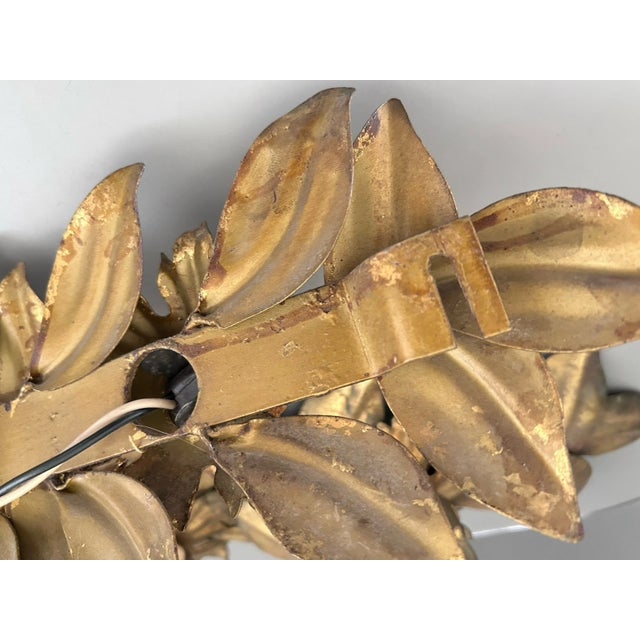 1960's Hollywood Regency Gilt Gold Floral Wall Sconces by Hans Kogl a - Pair For Sale - Image 12 of 17
