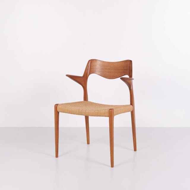 Model 55 Dining Chair in Teak & Woven Seat by N.O Møller For J.L. Møllers, 1960s For Sale - Image 4 of 15