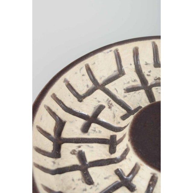 Stoneware Bowl with Brown Relief Patter by Mari Simmulson for Upsala-Ekeby, 1960s For Sale - Image 3 of 5