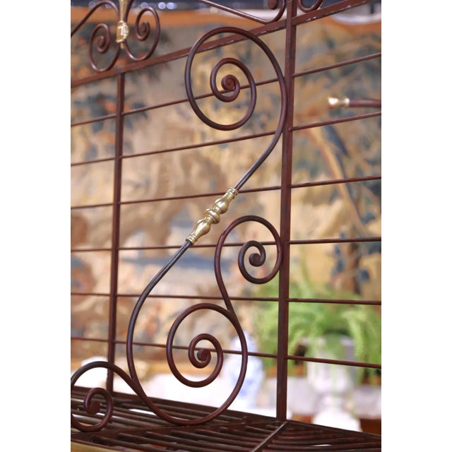 Monumental Early 20th Century French Iron and Brass Baker’s Rack With Scrollwork For Sale In Dallas - Image 6 of 12
