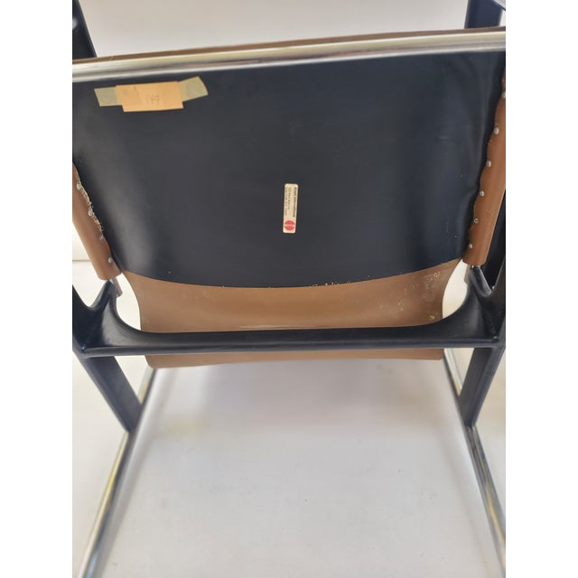 Silver Charles Pollock Knoll Chrome Leather Armchairs a Pair For Sale - Image 8 of 12