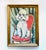 Folk Art Seated White Poodle on Red Chair Gouache Framed Oil on Paper For Sale - Image 3 of 8