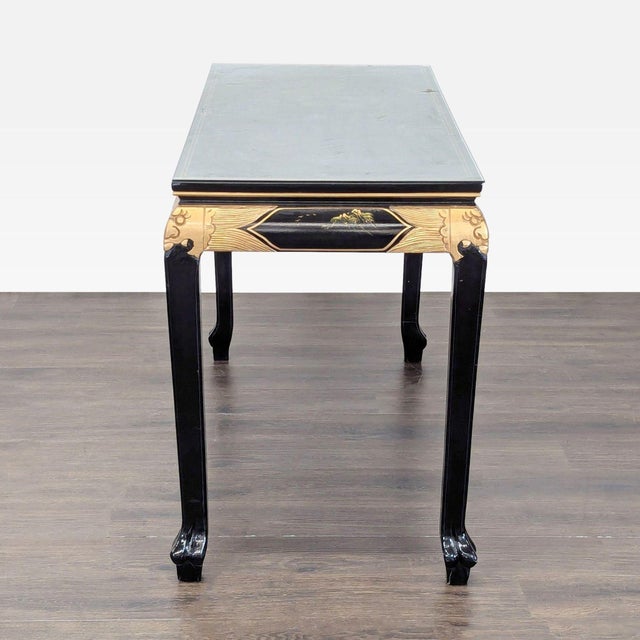 Chinoiserie Custom Black Lacquer Chinoiserie Console Table For Sale - Image 3 of 8