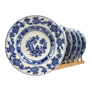 Set of 6 Vintage Laveno Blue Onion Plates, Sci Italy Earthenware (21cm) For Sale