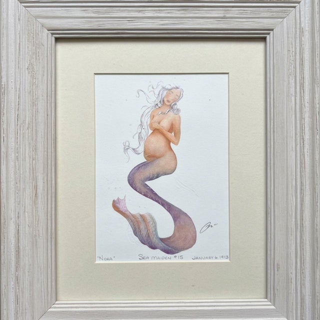 Framed Print Nursing Mermaid Sea Maiden #36 & Sea Baby #17 by Robert Kline Art Mermaid: NORA Artist: Robert Kline Art...