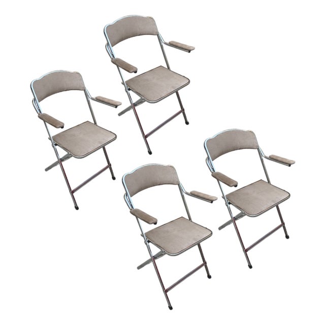 Vintage Chrome Folding Chairs by Giancarlo Piretti, Set of 4 For Sale