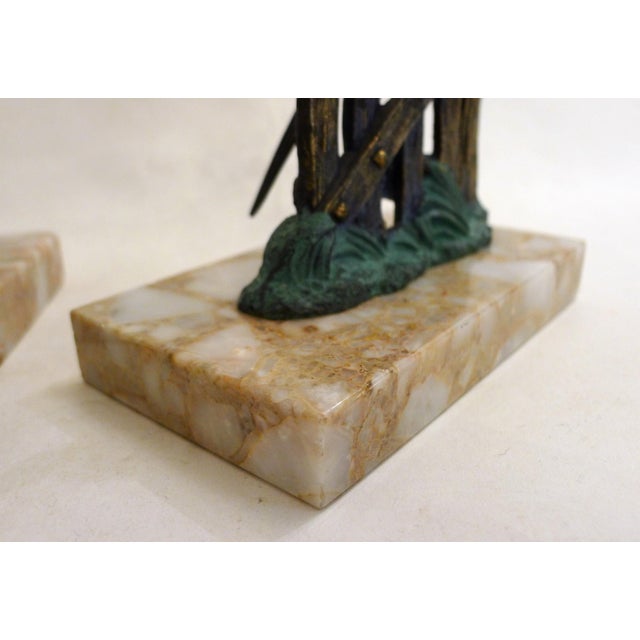 Beige Art Deco Style Parrot Bookends on Marbled Stone Bases, 1950s, Set of 2 For Sale - Image 8 of 10