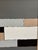 Vintage abstract, geometric, hard edge, painting on canvas board. Stunning geometric shapes in shades of gray, taupe,...