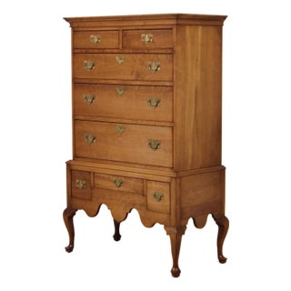 Stickley Cherry Queen Anne Flat Top Highboy Chest For Sale