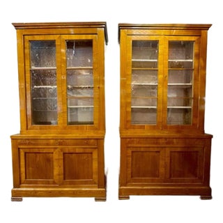 Antique Italian Maple Transitional Style Bookcases For Sale