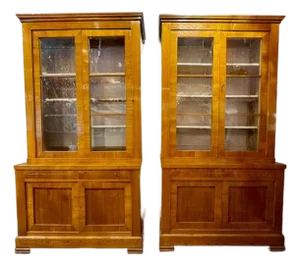 Antique Italian Maple Transitional Style Bookcases