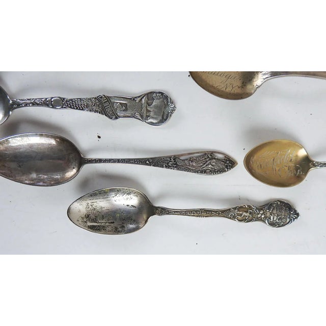 Early 20th Century Antique Mismatched Novelty Sterling Silver Teaspoons - Set of 9 For Sale - Image 5 of 13