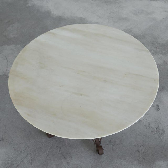 Metal Vintage Art Deco Coffee Table in Wrought Iron and Marble, 1920s For Sale - Image 7 of 13