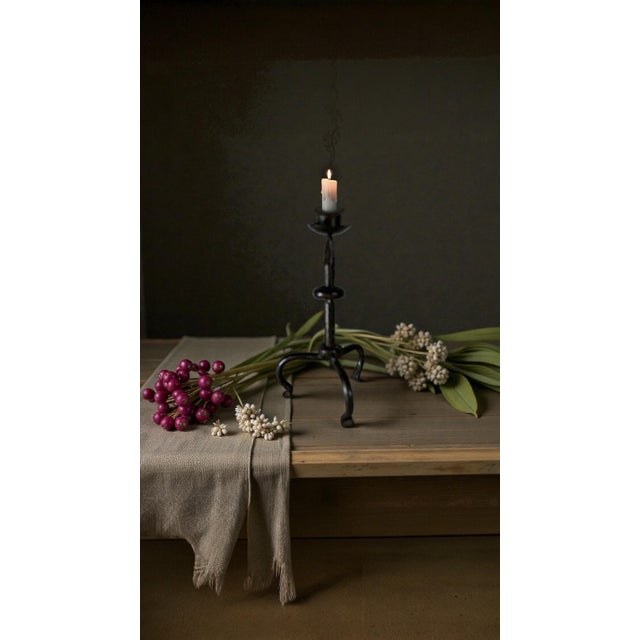 Antique Hand-Forged Wrought Iron Tripod Candle Holder. For Sale - Image 11 of 12