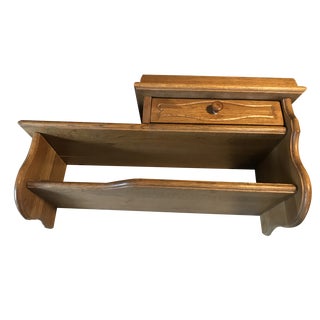 Oak Shelf with Drawer, 1970s For Sale