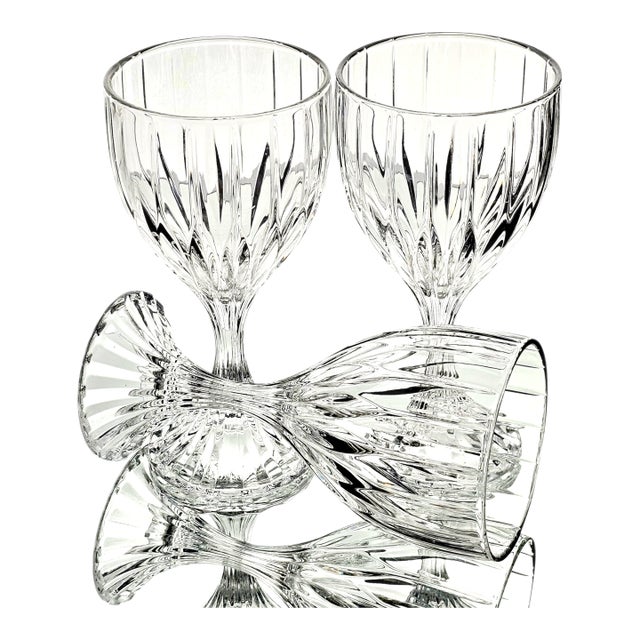 Mikasa Park Lane Ribbed Crystal Water Goblets, Japan, 8 Oz For Sale