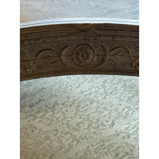 French 1940s Ornate Oversized Carved Wood Arched Mirror With Old-World Charm For Sale - Image 3 of 4