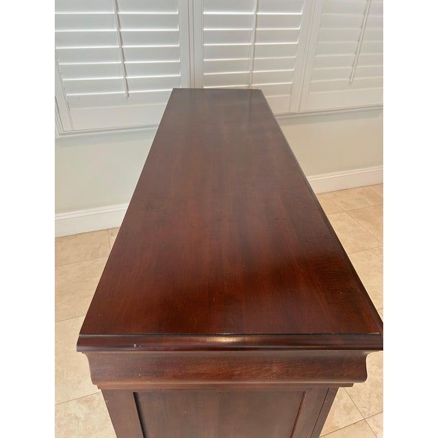 Wood Late 20th Century Ethan Allen British Colonial Carved Maple Buffet For Sale - Image 7 of 15