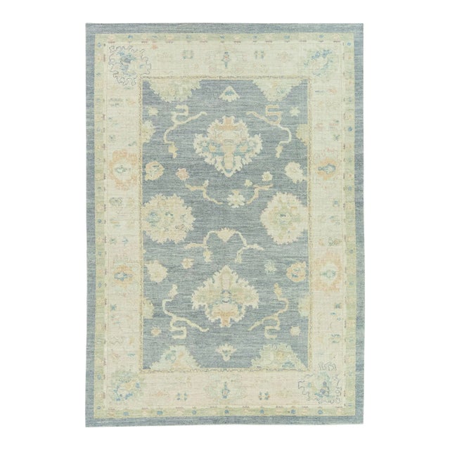 Cool Coral Reef Gray Multicolor Handwoven Turkish Oushak Rug 7' X 10' For Sale