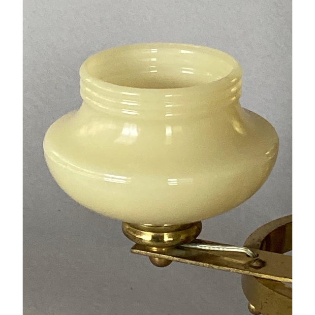 1930s 1930s French Art Deco Double Light Wall Sconce, American Shades, Brass and Wood For Sale - Image 5 of 9