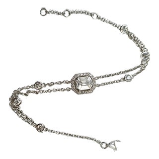 Elegant 18k White Gold Bracelet With 1 Ct Natural White Diamonds, 5 Grams For Sale