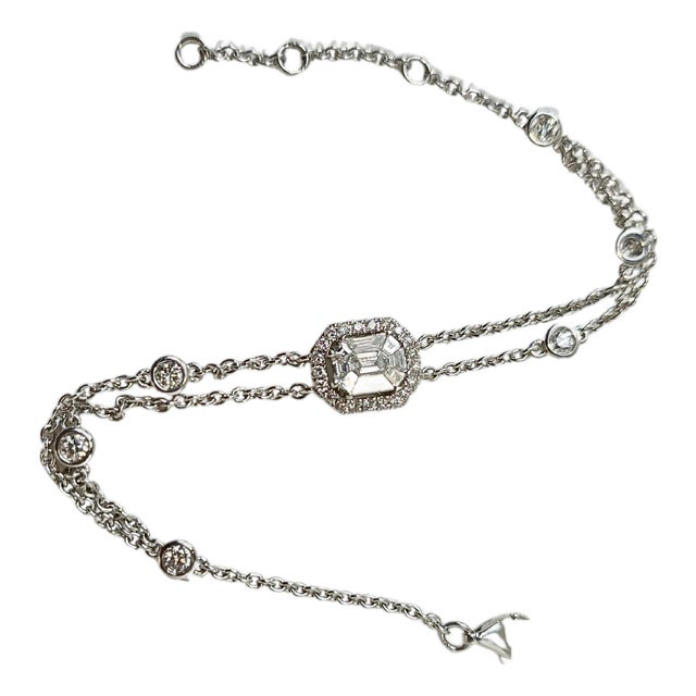 Elegant 18k White Gold Bracelet With 1 Ct Natural White Diamonds, 5 Grams For Sale