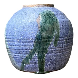 Vintage Drip Glaze Ceramic Vase For Sale