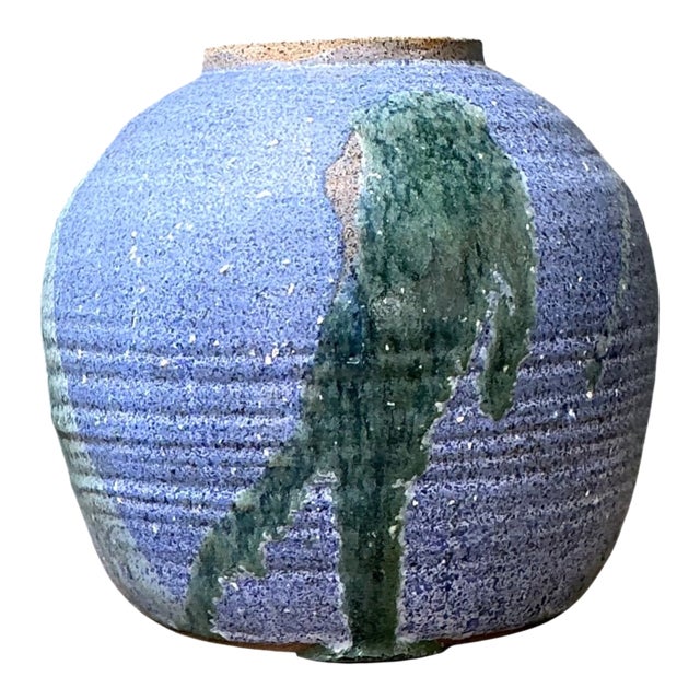 Vintage Drip Glaze Ceramic Vase For Sale
