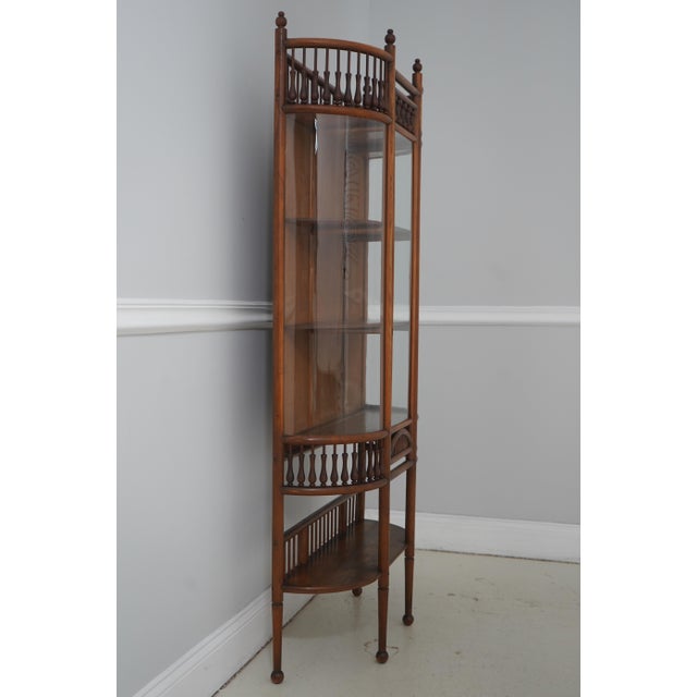 Victorian Antique Victorian Stick & Ball Oak Curio Cabinet For Sale - Image 3 of 17