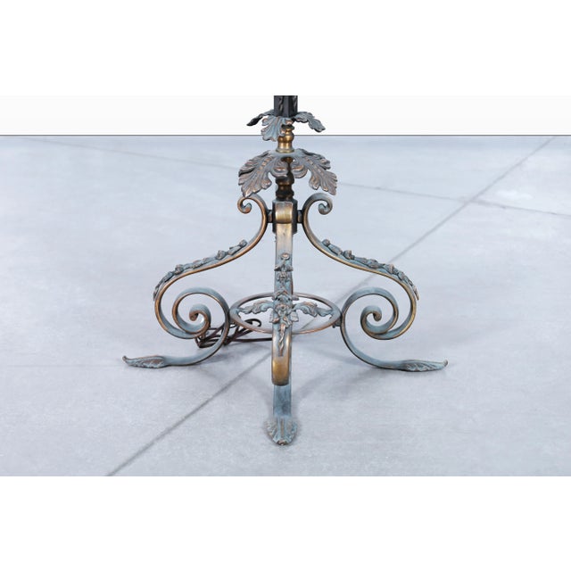 Army Green Antique 19th Century French Gothic Revival Bronze Candelabra Floor Lamp For Sale - Image 8 of 12