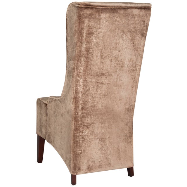 20''H Velvet Dining Chair, Dark Champagne & Cherry Mahogany For Sale - Image 4 of 11