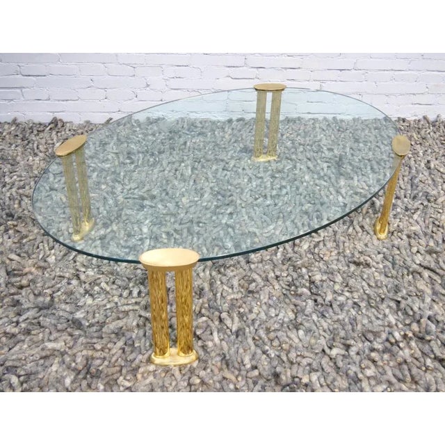 Gold Italian Oval Table in Brass and Glass, 1970s For Sale - Image 8 of 15