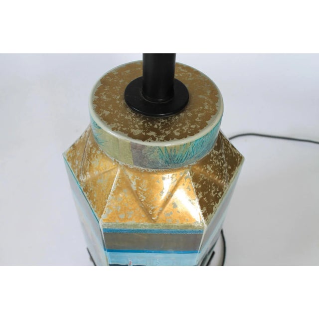 Late 20th Century Reverse Painted Hexagonal Tang Horse Table Lamp For Sale - Image 9 of 13