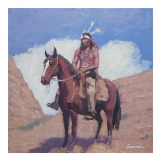 Sean Wu Original Oil Portrait of Indian Warrior For Sale