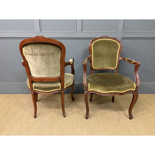 French Carved Mahogany Armchairs, 1910, Set of 2 For Sale - Image 6 of 15