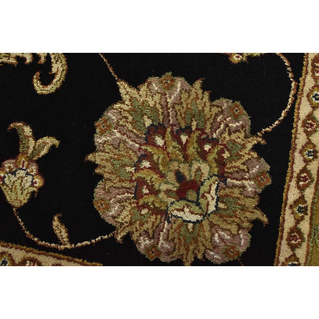 Agra Rug 10'2'' X 14'2'' Black Wool/Silk Traditional Hand-Knotted Carpet For Sale - Image 4 of 15