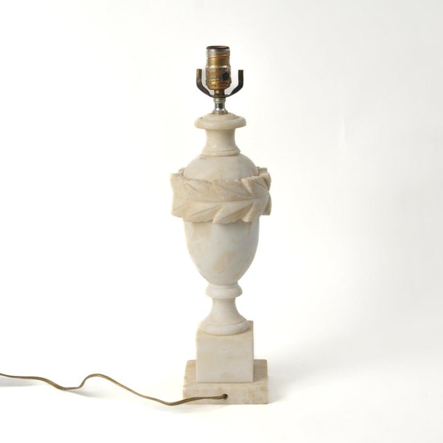 Stone Vintage Carved Alabaster Lamp For Sale - Image 7 of 13