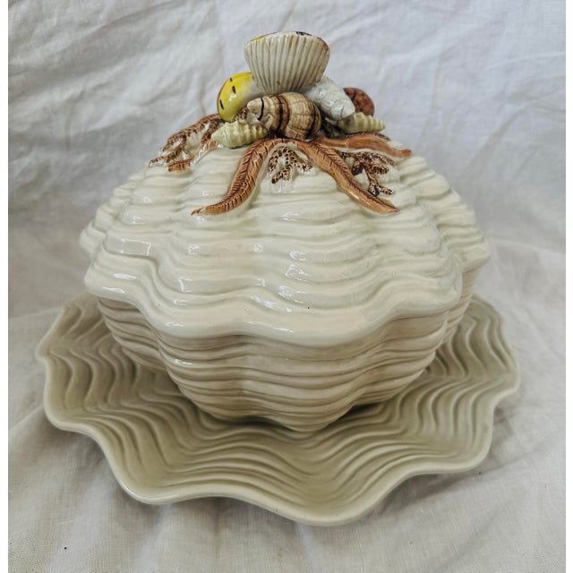 1970s Fitz & Floyd "Shell" Soup Tureen W/Lid, Laddle, & Underplate a Set For Sale - Image 5 of 12