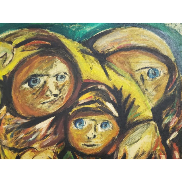 Vintage Expressionist Oil Painting – Signed “Jim Davis” – Striking Figural Composition in Green Tones For Sale - Image 10 of 10