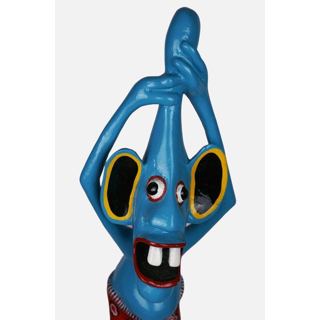 1990s George Lilanga, Sculpture of a Blue Figure, 1995, Wood For Sale - Image 5 of 7