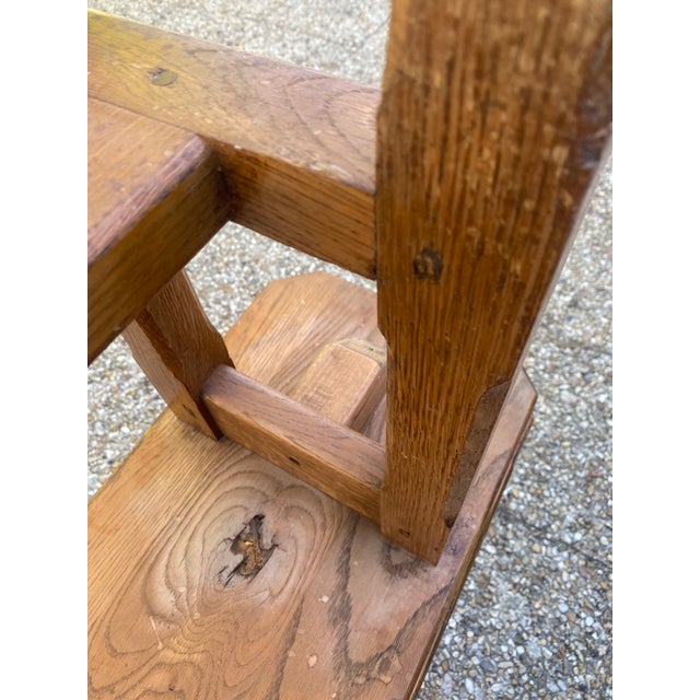 Rustic Oak Farmhouse Bench, 1950s For Sale - Image 12 of 18