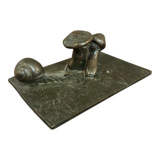 Vintage Surrealist Bronze Sculpture of Kissing Mushroom People With Snail [Tv] For Sale