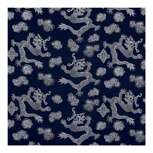 Schumacher Dragon Embroidery Fabric, Navy