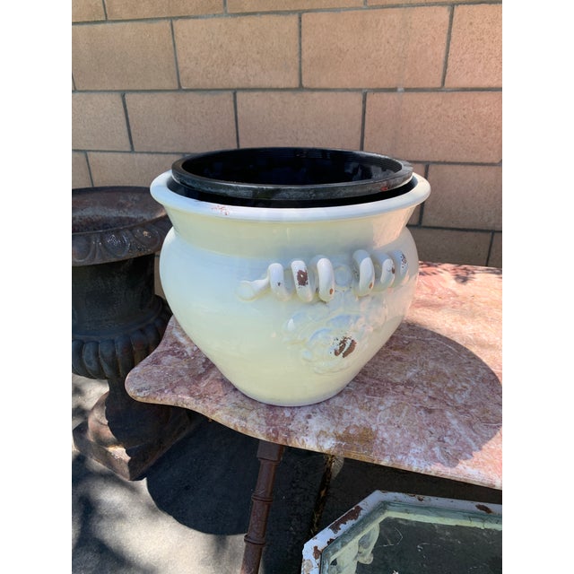 Ceramic Vintage Tuscan White Terracotta Planter Cachepot For Sale - Image 7 of 9