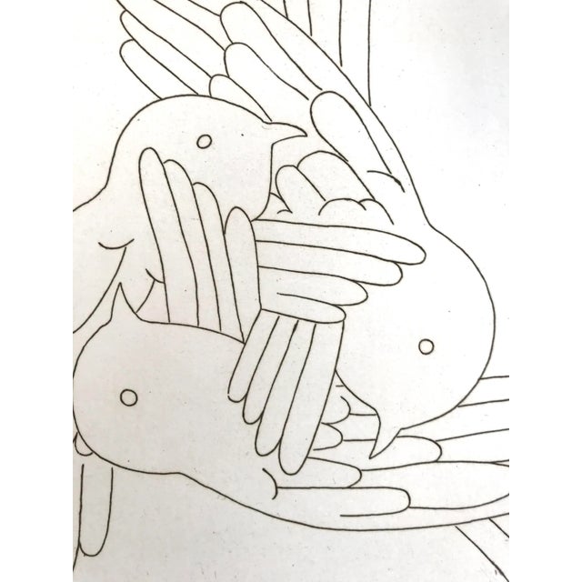 Dry Point Etching by Jonas Hafner - "Doves of Peace" - Hand Signed - 1975 For Sale In Palm Springs - Image 6 of 7